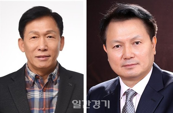 의정부시 첫 민선 체육회장 후보인 신대용(왼쪽) 후보와 이명철 후보.