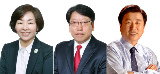 사진 왼쪽부터 김은서, 박종우, 이원복 남동 을 예비후보자.