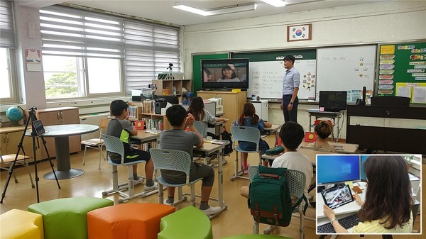 안성시에 소재한 고삼초등학교는 1일 오전에 학부모를 대상으로 ‘실시간 원격 공개수업’을 실시했다. (사진=안성시)