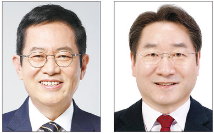 왼쪽부터 6·1 지방선거 인천시장 더불어민주당 박남춘 후보, 국민의힘 유정복 후보. 