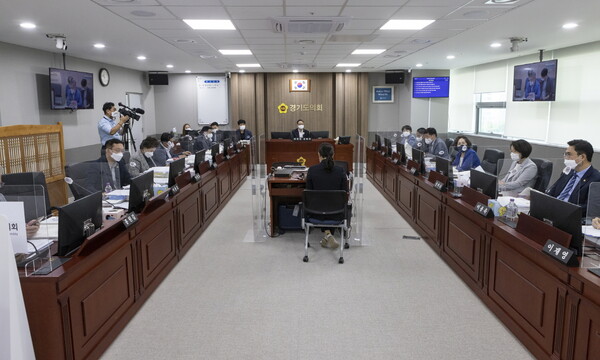 경기도의회 경제노동위원회가 23일 제363회 임시회 제1차 경제노동위원회를 열고 경제실, 노동국 등 소관에  대한 2022년 제2회 추가경정예산안을 심의하고 있다.(사진=경기도의회)