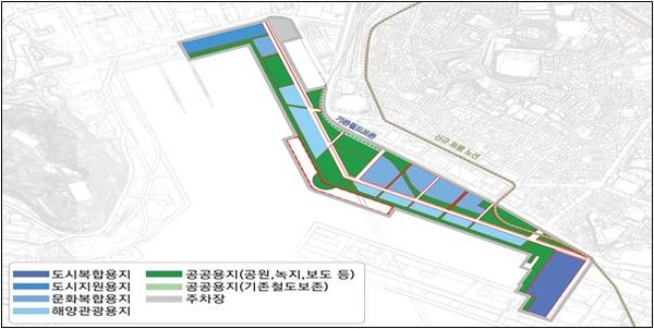 인천시는 내항 1&middot;8부두 재개발사업 예비타당성 조사 통과와 계양테크노밸리의 성공적 기업유치를 위해 도시기본계획 및 도시관리계획 변경을 추진한다고 밝혔다. 사진은 인천내항 용지 구별도. (사진=인천시)