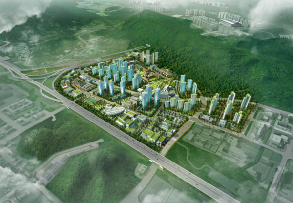 광명시흥 테크노밸리의 핵심 기반 시설인 &lsquo;학온역&rsquo;이 오는 12월15일 역 부지인 가학동 799-2에서 착공식을 갖고 본격적인 조성에 들어간다. 사진은 광명학온 공공주택지구 조감도. (사진=광명시)