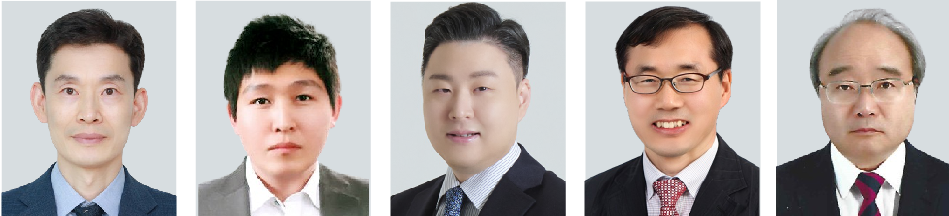 왼쪽부터  △기술개발부문 ㈜서연탑메탈 최영열 상무 △노사협조부문은 ㈜잉글우드랩코리아 조현석 부사장 △사회복리부문 ㈜형지엘리트 최준호 부회장 △환경경영부문 ㈜풍전비철 신동길 전무이사 △ 지식재산경영부문 ㈜제이피씨오토모티브 윤관원 대표이사 회장.