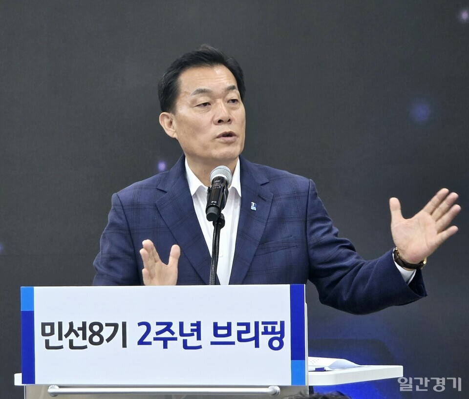 이재준 수원시장은 7월8일 오전 10시 수원시청에서 민선8기 취임 2주년 기자 브리핑을 열었다. (사진=김희열 기자)