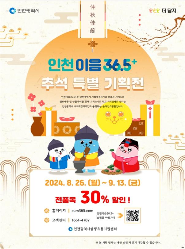 인천시는 추석을 맞아 8월 19일부터 9월 13일까지 인천지역 내 사회적경제기업 제품의 판매촉진을 위한 온·오프라인 특별 할인 프로모션을 진행한다.(자료=인천시)