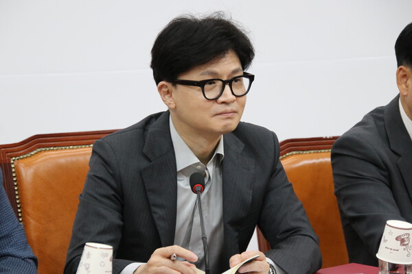 한동훈 국민의힘 대표는 9월9일 국회에서 열린 최고위원회의를 통해 금투세 폐지를 주장하고 있는 민주당을 비판했다. (사진=조태근 기자)