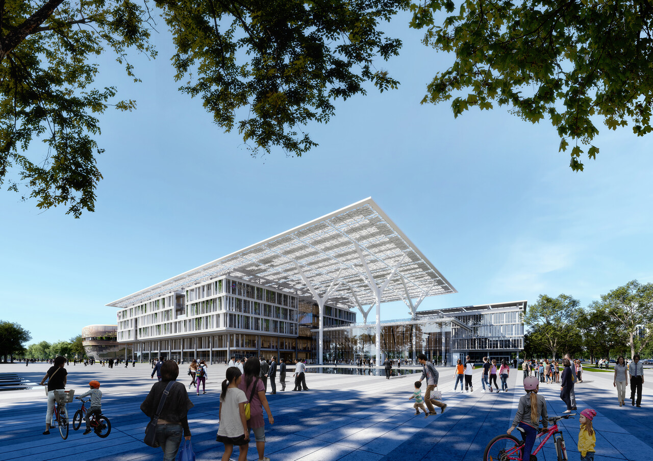 평택시 신청사 국제공모에서 최종적으로 ㈜해안종합건축사사무소와 ㈜케이지엔지니어링종합건축사사무소가 공동으로 참여한 ‘ONE ROOF : ONE CITY’가 선정됐다. (사진=평택시)