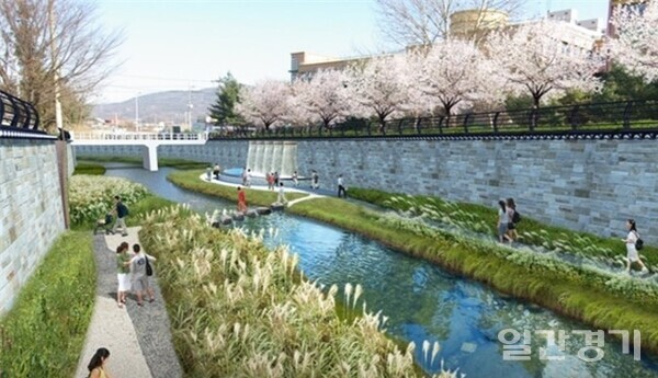군포시가 국비 지원 없이도 산본천 복원사업을 지속적으로 추진하는 방안을 모색할 것이라고 밝혔다. 사진은 산본천 복원사업 이미지. (사진=군포시)