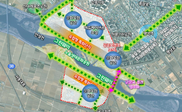평택시가 원평동과 팽성읍 신궁리 일원 96만㎡ 규모의 도시개발사업을 본격 추진한다. 이는 100만 특례시 기틀 마련과 난개발 방지를 위한 공공주도 개발사업의 일환이다. (사진=평택시)