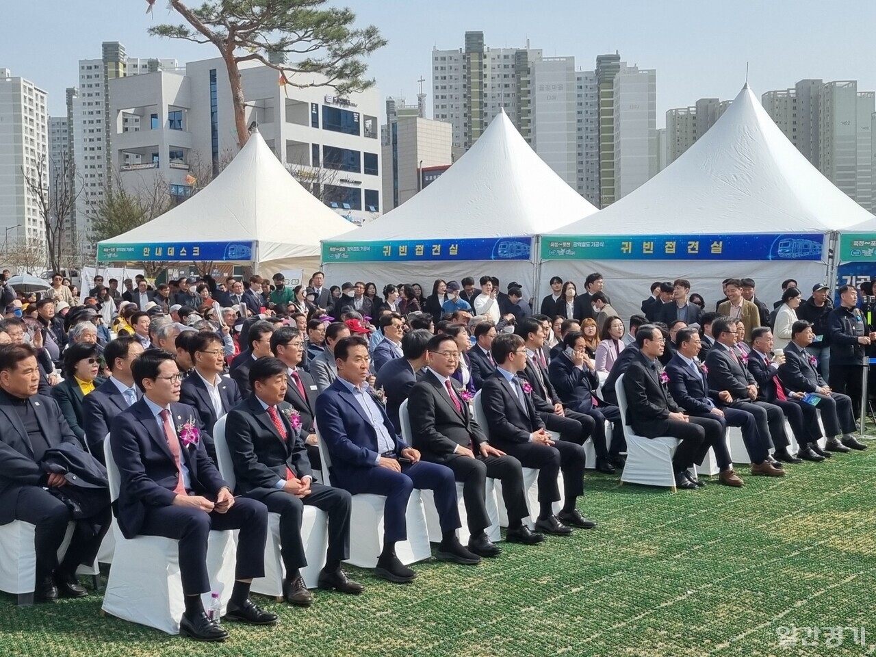 경기도는 3월26일 양주 옥정호수공원에서 열린 '옥정~포천 광역철도사업' 기공식을 열었다. (사진=김순철 기자)