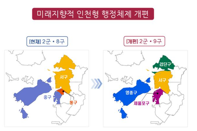 인천시 분구 출범 1년을 앞두고 국비 지원 해당 법 개정안이 1년 째 심사 중에 있는 것으로 드러나 분구 출범에 차질이 빚어지지 않을까 하는 우려의 목소리가 높아지고 있다. (사진=인천시)