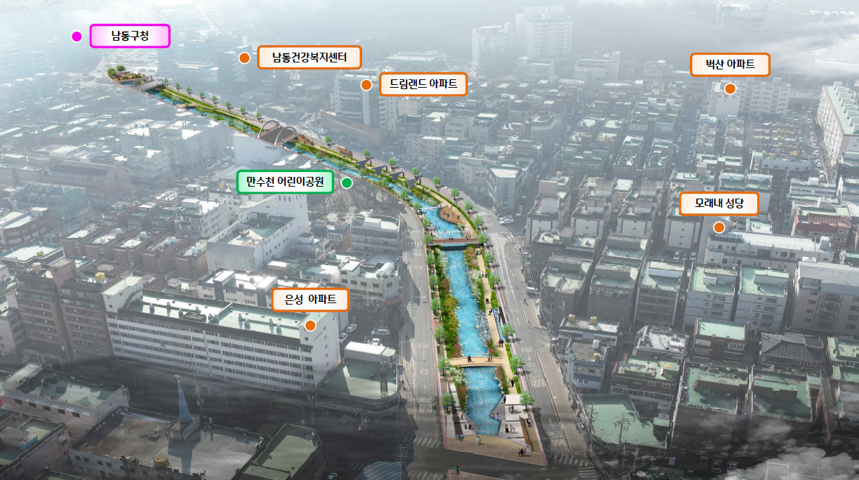 인천 남동구는 하천 복원사업을 앞두고 실시한 소하천 명칭 공모에서 '만수천'이 최다 득표를 기록했다고 4월8일 밝혔다. (사진=남동구)