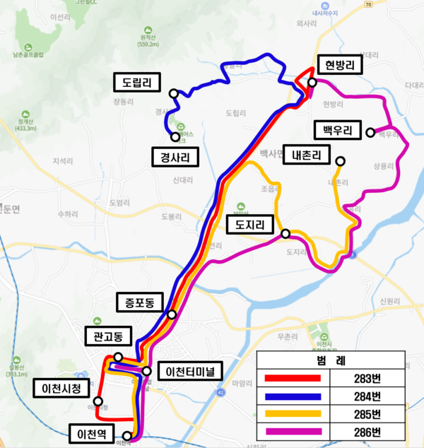 버스 노선도. (자료=이천시)