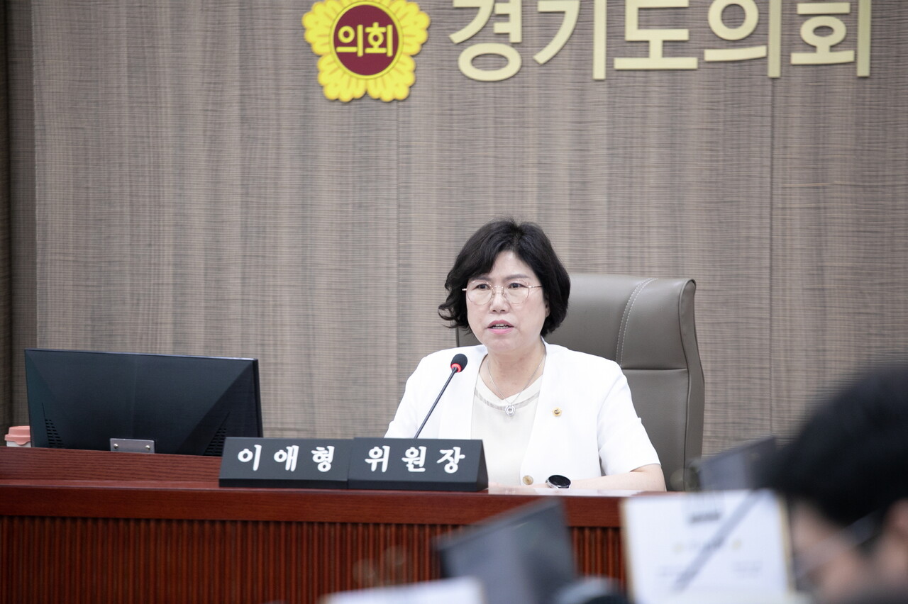 이애형 교육행정 위원장은 21일 제385회 경기도의회 임시회 제1차 교육행정위원회에서 도내 집중호우 피해 관련 교육시설 안전 강화를 위한 실효성 있는 대책 마련을 촉구했다.(사진=경기도의회)