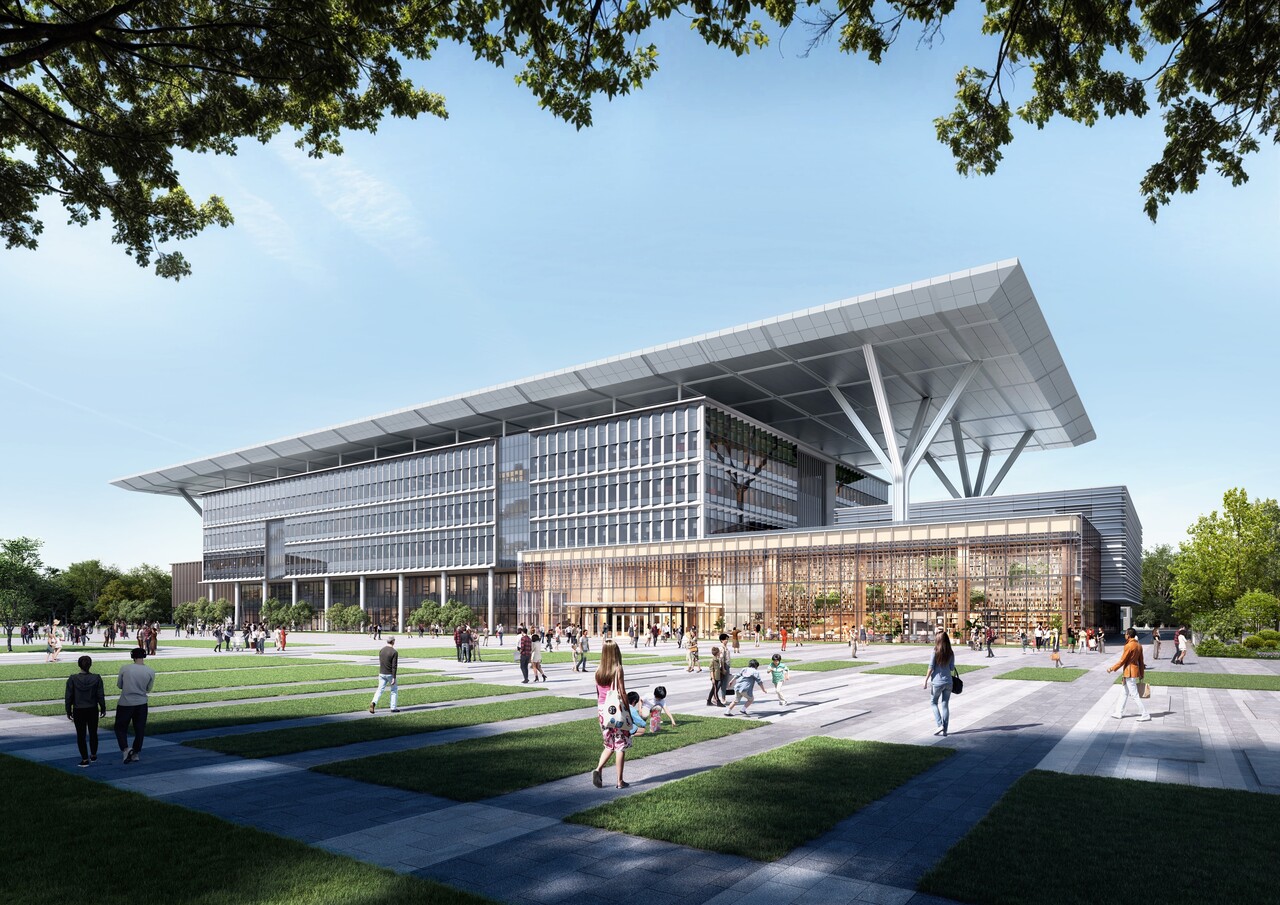 평택시는 9월3일 오전 11시 평택시청 본관 2층 대회의실에서 평택시 신청사 및 시의회 청사 건립 설계설명회를 개최한다. (조감도=평택시)