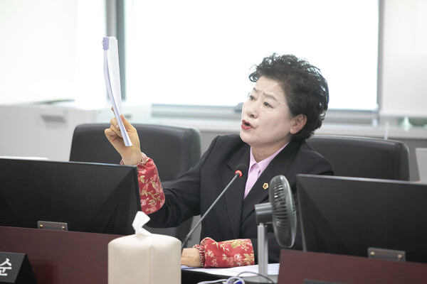 경기도의회 경제노동위원회 남경순(국민의힘, 수원1) 의원은 11월10일 사회혁신경제국을 대상으로 한 제378회 행정사무감사에서 ‘베이비부머 라이트잡 사업’과 ‘행복마을관리소 사업’의 실효성 부족과 구조적 비효율 문제를 지적했다. (사진=경기도의회)