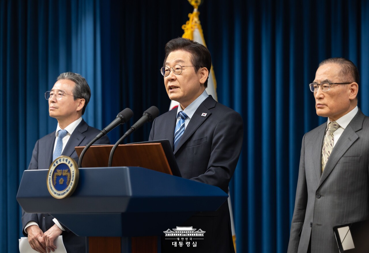 이재명 대통령은 11월14일 서울 용산 대통령실에서 한미 관세·안보 협상의 조인트 팩트시트를 발표했다. (사진=대통령실)