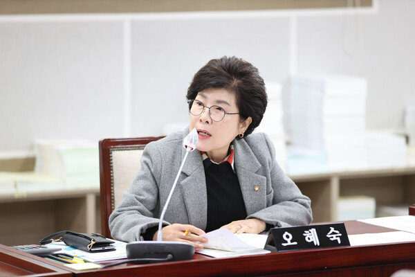 수원특례시의회 문화체육교육위원회 오혜숙 의원(국민의힘, 비례대표)은 11월 21일까지 진행된 제397회 제2차 정례회 문화체육교육위원회 소관부서 행정사무감사에서 시민생활과 직결된 주요 현안들을 지적하며, 실효성 있는 정책 보완을 당부했다. (사진=수원특례시의회)